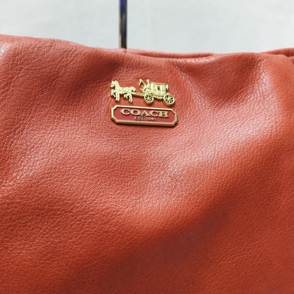 Coach Madison Orange Leather Zipper Closure Hobo Shoulder Bag - Picture 3 of 16